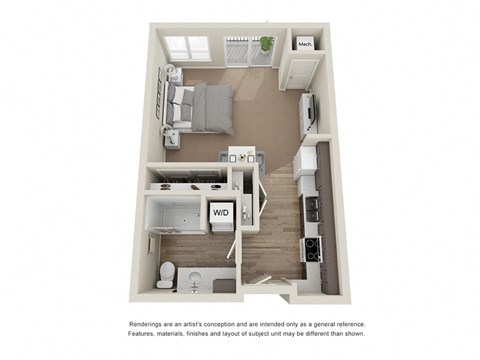 Floor plan for studio, 1 bath, 459 sqft